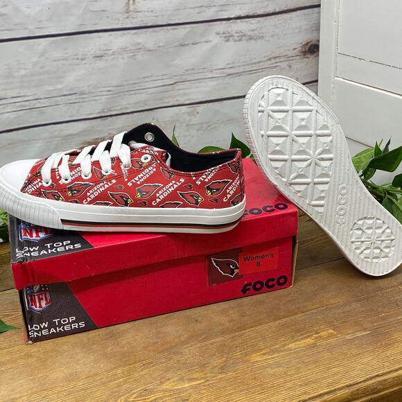 Arizona Cardinals Low Top Logo Sneakers Shoes Canvas FOCO New in Box Size 8 - Picture 2 of 8